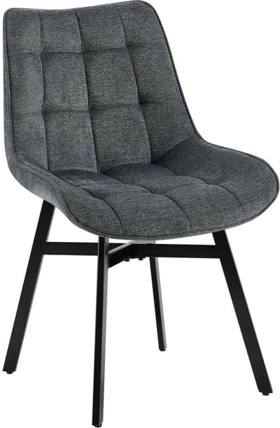 CLP Colby Eetkamerstoel - met leuning - keukenstoel - met zwart metalen frame - max. belasting 140 kg - Stof/donkergrijs