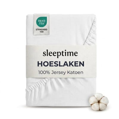 Sleeptime Jersey Stretch Hoeslaken - 100% Katoen - 80/90/100x200 - Wit