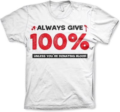 Hybris T-shirt met de tekst ‘Always Give 100% ’ (Wite)