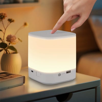 NETTLIFE Tafellamp LED - Oplaadbaar Nachtlamp - Wit - 3600 mAh op batterijen - Touch dimbaar - USB Oplaadbaar - 3 kleurtemperaturen - met timerfunctie en nachtlampje
