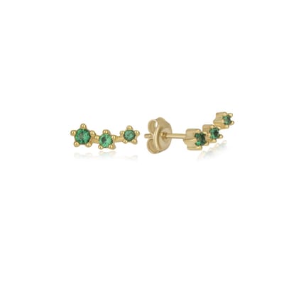 Sierlijke Oorbel Met Groene Zirkonia Goldplated Green Zirkonia Earring (925 sterling zilvergehalte Goldplated) Oorbel Trendy Minimalistisch Goudkleurige Groene Zirkonia Bedel Meisje | Cadeau Voor Vrouw