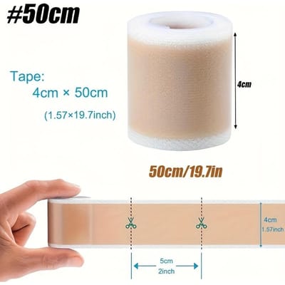 1 stuk Siliconen Litteken Tape - Ademend, Flexibel, Onzichtbare Huidkleurige Patch, Waterdicht & Hypoallergeen, Eenvoudig te Gebruiken voor Sport & Buitenactiviteiten 50cm/19.7in lichtbeige kleur