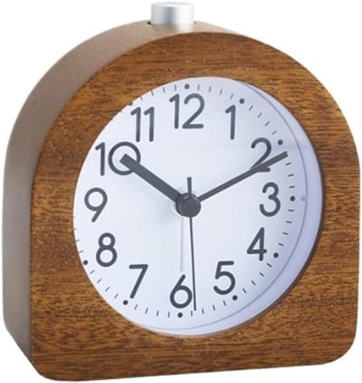 longziming - Tafelklok - Wekker - Houten wekker - Reiswekker - 1 stuk - Massief hout & glas - Stil tikkend - Nachtlampje - Compact (96x44x101 mm) - Voor nachttafel, bureau en reizen - Donkerbruin