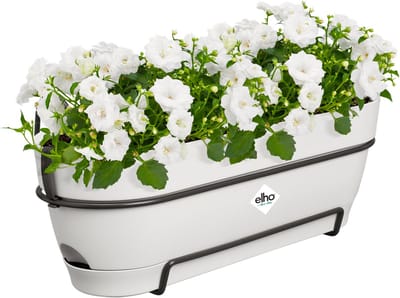 Elho Vibia Campana Balkonbak Allin1 50 - Plantenbak voor Balkon - Ø 50.4 x H 17.7 cm - Zijdewit