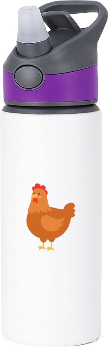 Hacebo® - Kip waterfles met rietje paars - Kippen - Dieren liefhebbers - Haan - kinderboerderij - vogels - water fles - 650ML