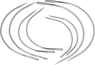 8 Stuks Gebogen Naalden Set - Rond Leer Zadelnaald Staal Bekledingsnaald voor Naaien Pruik C-Gebogen Extensions Leer Naaien Dun