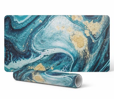 Elegante decoratieve bureauonderlegger met wervelende golven, 90x45 cm