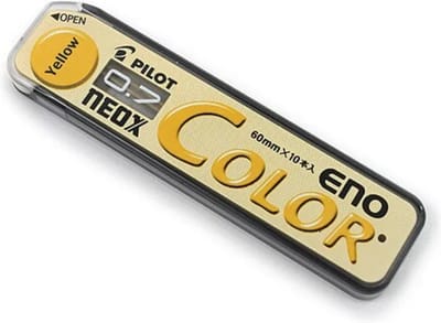 Pilot Color Eno – Gele Potloodvullingen 0.7mm – Etui met 10 Vullingen