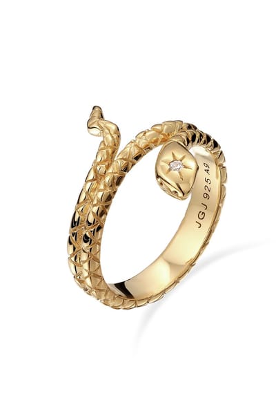 Elli - Ring - Dames Slang Omwikkeld met Zirkonia Kristallen in 925 Sterling Zilver Verguld - Dames