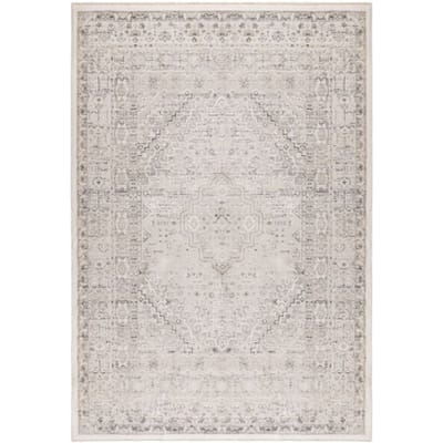 Muratap Vintage vista – luxe vloerkleed klassiek creme zilver laagpolig- 80x150 cm