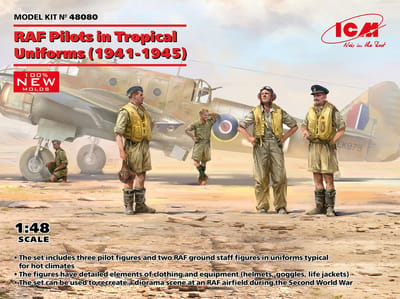 ICM Modelbouwpakket Militaire voertuigen - 48080 RAF Pilots in Tropical Uniforms 1941-1945 Plastic - 1:48 - Modelbouw