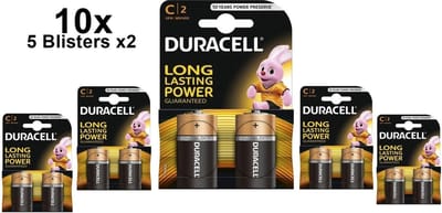 10 Stuks (5 Blisters a 2st) - Duracell LR14/C/Baby/R14/MN 1400/AM-2/E93