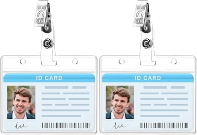 2 Doorzichtige ID-Kaarthouders met Clip voor Naamkaartjes en Creditcards