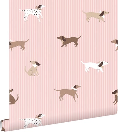 ESTAhome behang honden roze en bruin - 50 x 900 cm - 132021