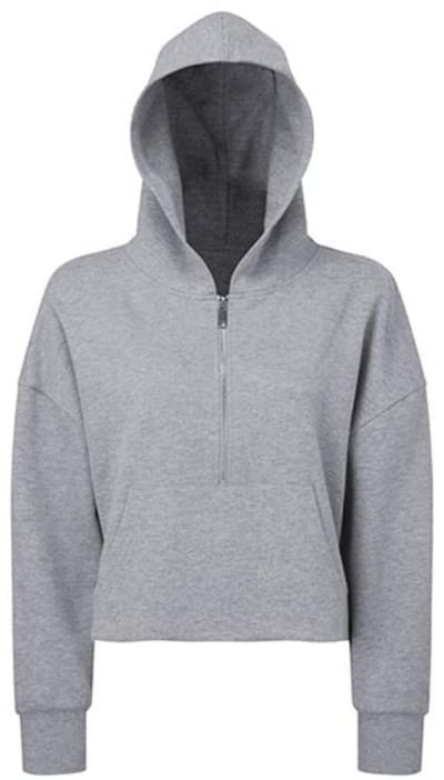 TriDri - Dames Hoodie met halve Rits - Heather Grey maat XXS