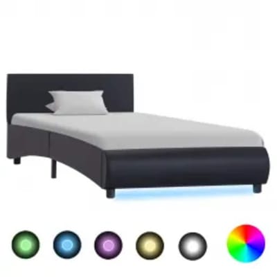 vidaXL - Bedframe - met - LED - kunstleer - zwart - 100x200 - cm