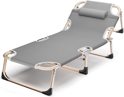 Opvouwbaar Campingbed - Draagbaar Bed - Kamperen en Kantoor - Verstelbare Rugleuning - 188x75x28 cm