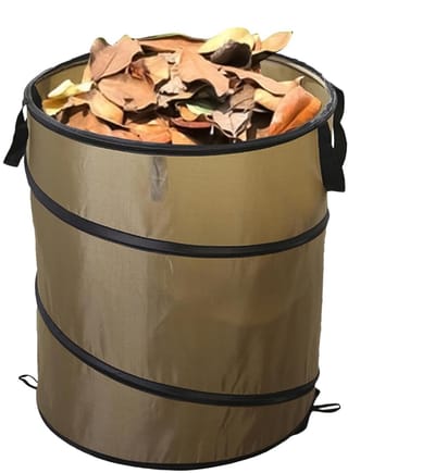 Opvouwbare Compostbak - Draagbare Afvalbak - Outdoor Activiteiten - Robuuste Staaldraadring - 38 x 37 x 2 cm - Donkerbruin