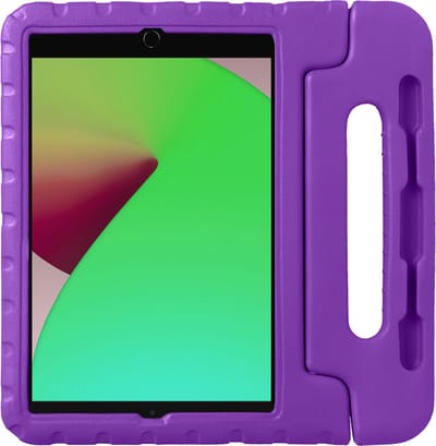 Hoes - Geschikt voor Apple iPad 7 (2019) - 10.2 inch - 7e Generatie - Met Screenprotector - Kinderhoes Shockproof Bumper - Kidsproof Case - Tablet Hoesje - Kinder Cover - Paars