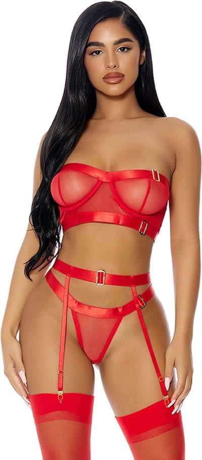Forplay Good As Gold Lingerie Set - Lingerie Set red M