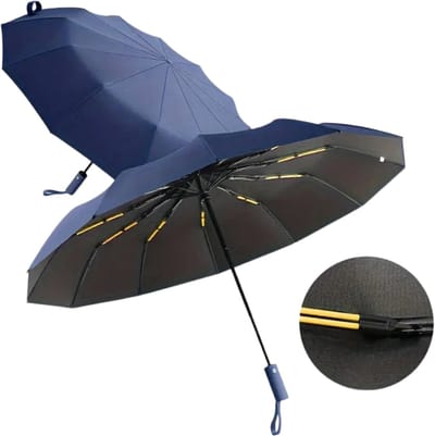 Nivard Moderne Golf Paraplu - Stormparaplu - Opvouwbaar - Windproof - Stormproef - UV Bescherming - Umbrella - Draagbaar - Marineblauw