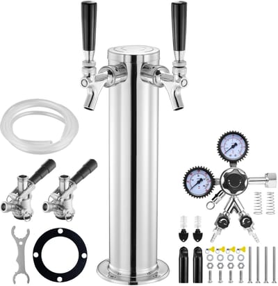 Biertorenset met Twee Kranen - Upgrade Je Thuisbar, Deze Set Is De Droom Van Elke Bierliefhebber, De 304 Roestvrijstalen Biertoren met Twee Kranen Is Voorzien Van