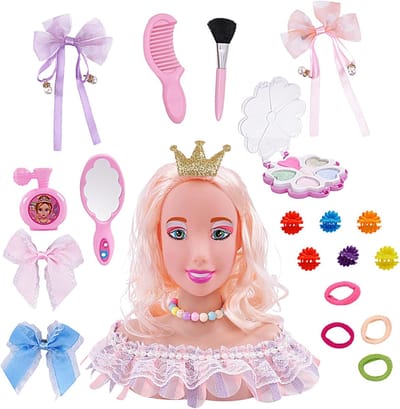 Poppen Make-up Hoofd - Kinder Make-up Set - Creatief Spelen - Veilig Materiaal - 23x20x11 cm - Meerkleurig