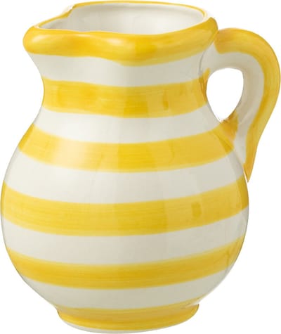 J-Line kruik Granada Stripes - keramiek - wit/geel - small