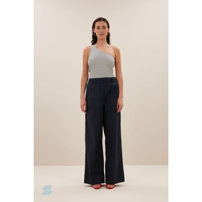 By-Bar Charly Stripe Top Midnight Thin Stripe Maat: S | Mouwloze Tops Outlet | Dames | Zwart