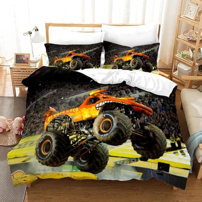 Monster Jam Beddengoed Set Eenpersoons Twin Vol Queen King Size Monster Jam F1 Bed Set Volwassene Kind Slaapkamer Dekbedovertrek Sets 3D Print 022 70x133cm 2pcs