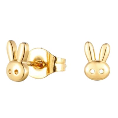 Aramat Jewels | Oorbellen | Goudkleurige Stalen Konijntje Oorbellen Van RVS | | | |6mm | Staal | Kinderen, Volwassenen | Verkleurd niet