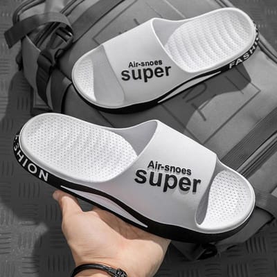 Huisreis trend slippers buitenshuis dragen Koreaanse persoonlijkheid student thuis binnenshuis anti-geur koele slippers heren douche slippers 40-41(26cm) wit