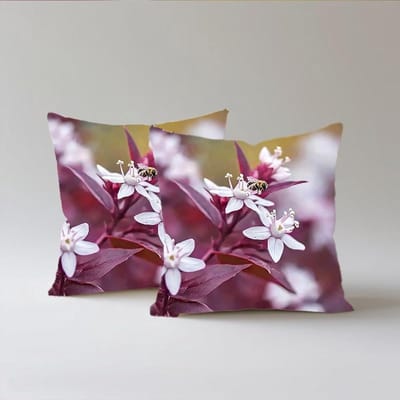 Kussensloop Set - Kussenhoes Bloemen - Woonkamer Decoratie - Dubbelzijdig Bedrukt - 65 x 65 cm - Wit