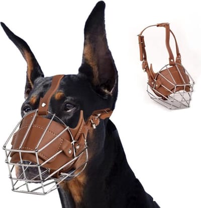 Muilkorf Honden - Anti-Blaffen - Anti-Bijt - Verstelbaar - Voor Middelgrote Honden - Maat M - Snuit 22-28 Cm - Nek 40-47cm - Voorkomt Bijten En Voedselverspilling Oprapen - Bruin - 1 Stuk