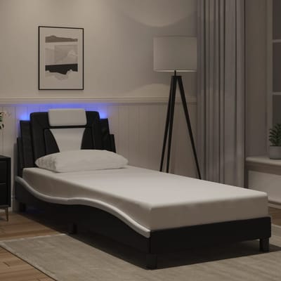 vidaXL - Bedframe - "Viana" - met - LED - zonder - matras - zwart - en - wit - 80x200 - cm