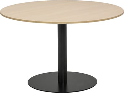 T60 - Kolomtafel Rond - 100x100 - 74cm hoogte - Eiken Whitewash - Zwart Frame (Nederlands Product - BUUR Collectie)