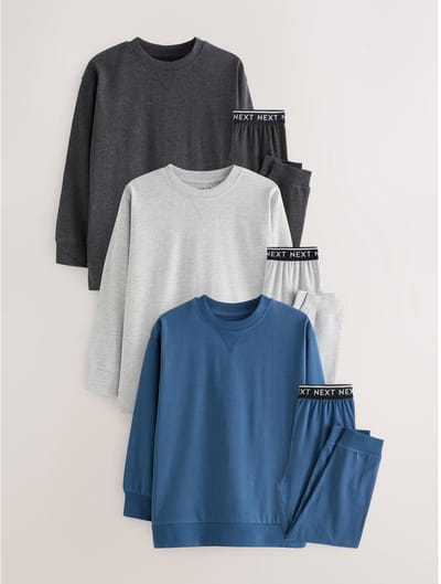 Next - Jongens - Set van 3 pyjama's met korte pijpen (3-16 jaar) - Blauw