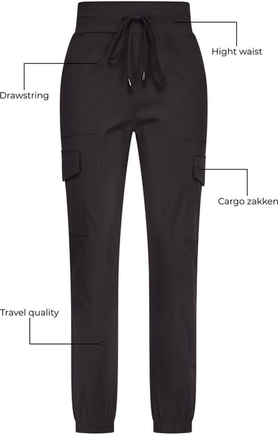 Mi Piace Travel Cargo Broek Dames - Zwart - Maat XS/34 - 202307