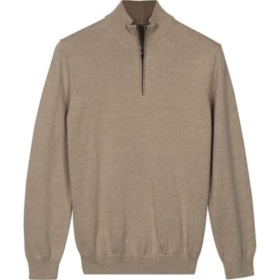 Baileys Trui Half Zip Cotton Knit Taupe / male