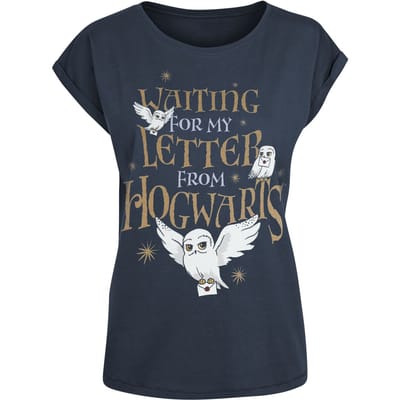 Harry Potter T-shirt - Hogwarts Letter - XS tot 3XL - voor Vrouwen - donkerblauw