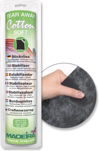 Madeira Cotton Soft ZWART Borduurvlies afscheur-baar 10Meter