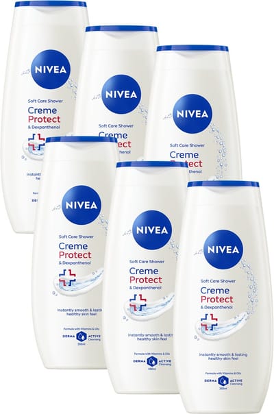 NIVEA Douchecrème Protect - Douchegel - Shower Gel - met Natuurlijke Oliën - met Vitamine C - Voordeelverpakking - 6 x 250 ml
