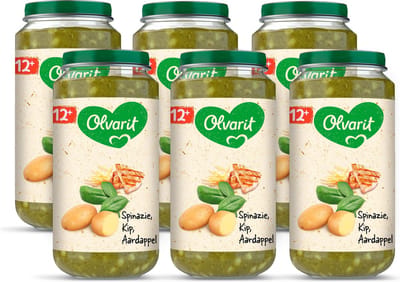 Olvarit Babymaaltijd 12+ Maanden – Spinazie Kip Aardappel – 6 x 250g