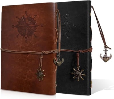 Vintage Spiral Binding Notitieboek Set - Herbruikbaar Reizen Dagboek met Lege Pagina's - Perfect voor Mannen en Vrouwen, Ideaal voor Notities en Creatieve Schrijfsels