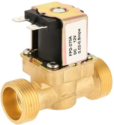 Allecto - Elektrische solenoïde klep - Watercontrole - Normaal gesloten - G3/4 - 12V DC - Hoogwaardige messing uitvoering - Geschikt voor water, lu...