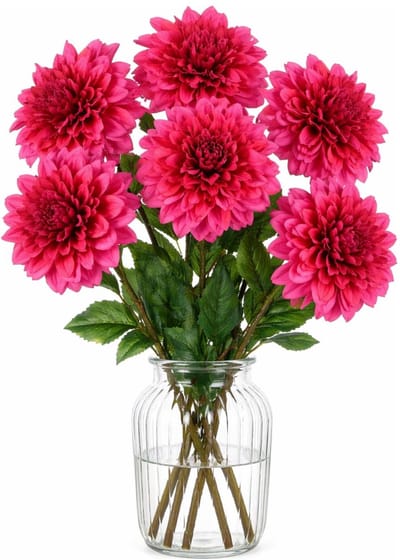 Mica Decorations Kunstbloem Dahlia Floristic - 6x - H75 cm - roze - kunststof - stelen kunstbloemen - boeket - bloemetjes