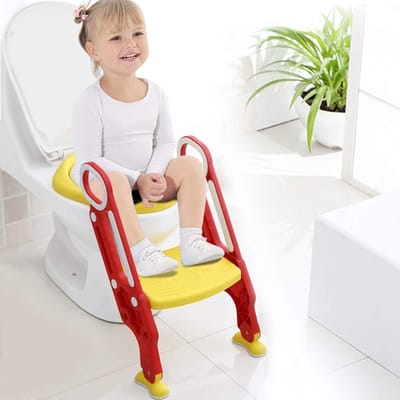 Potje trainer toilettrainer kinderpotje kinder toiletbril met ladder potje zitje(rood)