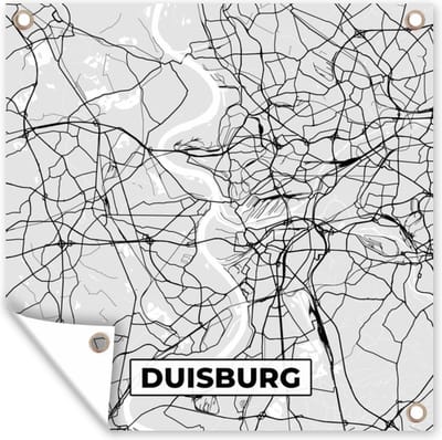 Tuin poster Duisburg - Kaart - Plattegrond - Stadskaart - Duitsland - 200x200 cm - Tuindoek