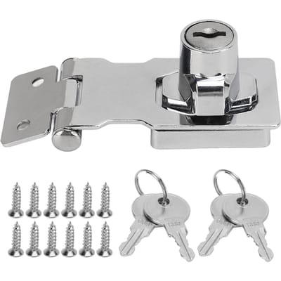 2 Pakketten 2.5in Sleutel Hasp Slot Draaiknop Zinklegering Veiligheids Hasp Sluiting voor Laden Brievenbus Kast white