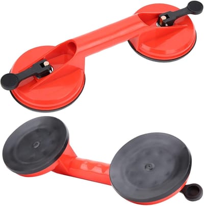 Dubbele Zuignap - Glastrekker Tegel - Materiaal Verplaatsen - Stabiele Zuigkracht - 115 cm Diameter - Rood